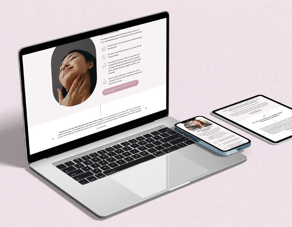 AVIVA Woman health and wellness website design shown on a laptop, cellphone and tablet