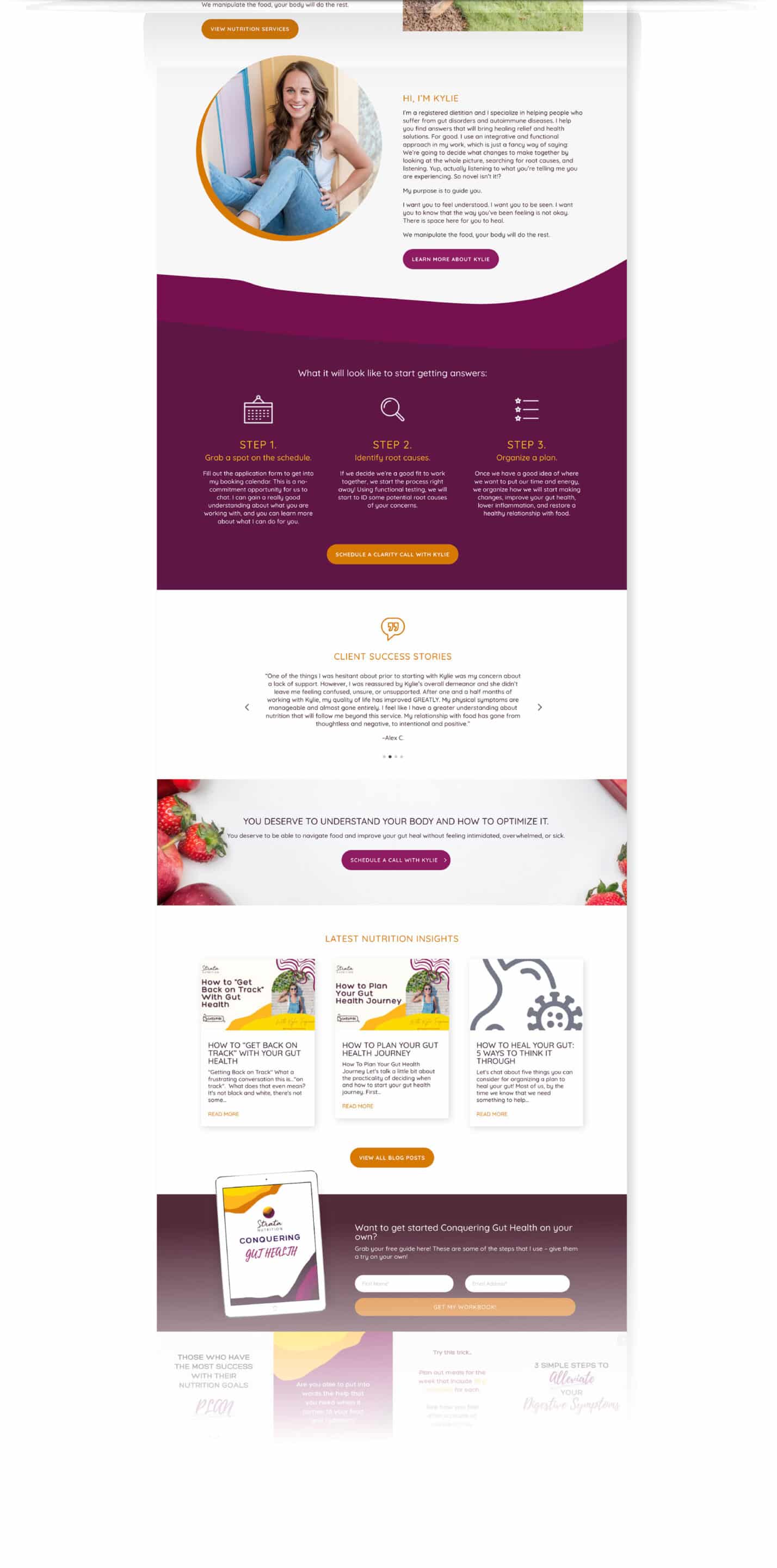 Full page scroll of the Strata Nutrition home page website design